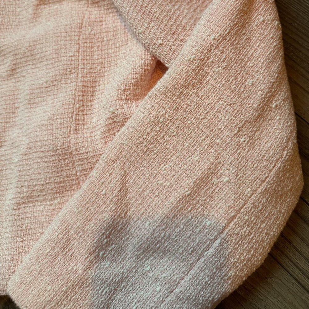 Zara Pink White Tweed Boucle Cropped Blazer - Small - Picture 12 of 12